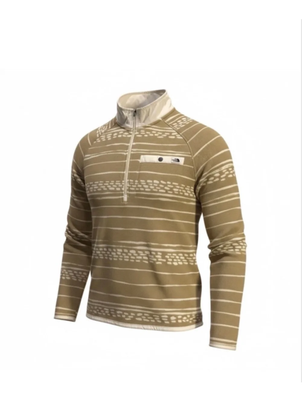 The North Face Gordon Lyons 1/2 Zip Pullover Mens Large Tan Stripe Knit Fleece
